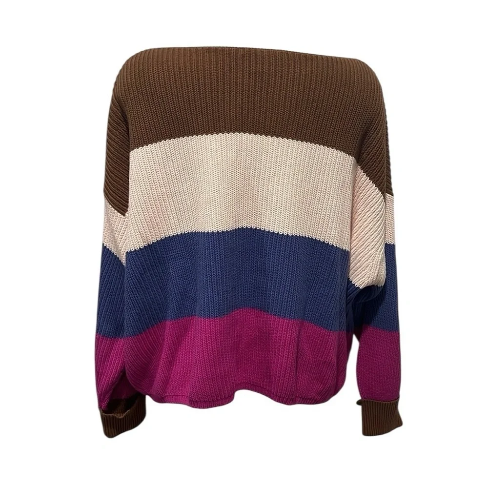 French Connection multicolor striped cotton sweater size large - Picture 2 of 7